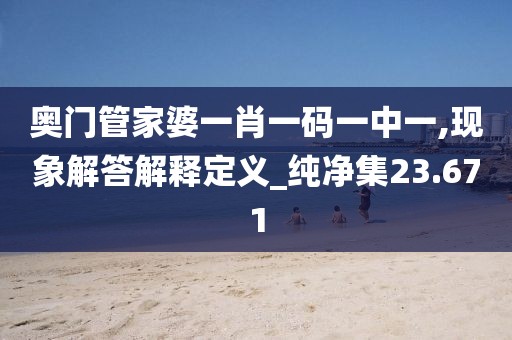 奥门管家婆一肖一码一中一,现象解答解释定义_纯净集23.671