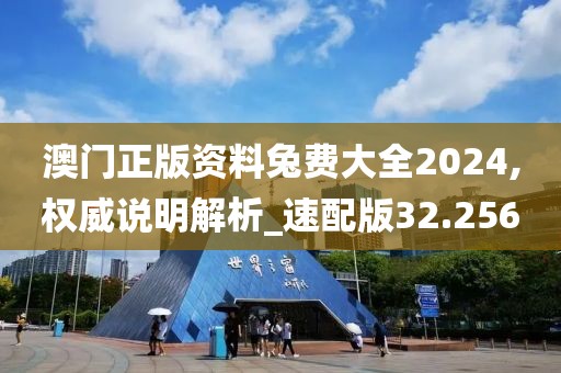 澳门正版资料兔费大全2024,权威说明解析_速配版32.256
