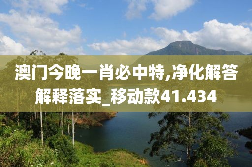 澳门今晚一肖必中特,净化解答解释落实_移动款41.434
