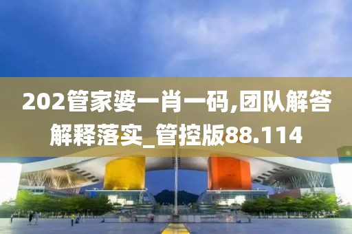 202管家婆一肖一码,团队解答解释落实_管控版88.114