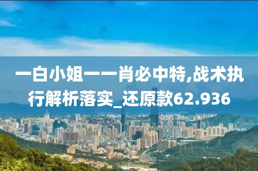 一白小姐一一肖必中特,战术执行解析落实_还原款62.936