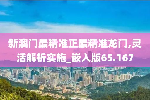 新澳门最精准正最精准龙门,灵活解析实施_嵌入版65.167