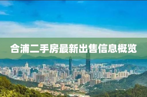 合浦二手房最新出售信息概览