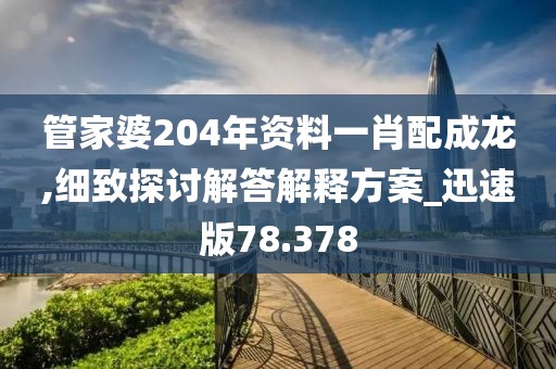 管家婆204年资料一肖配成龙,细致探讨解答解释方案_迅速版78.378