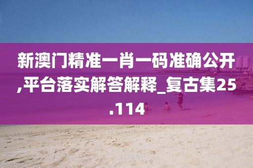 新澳门精准一肖一码准确公开,平台落实解答解释_复古集25.114